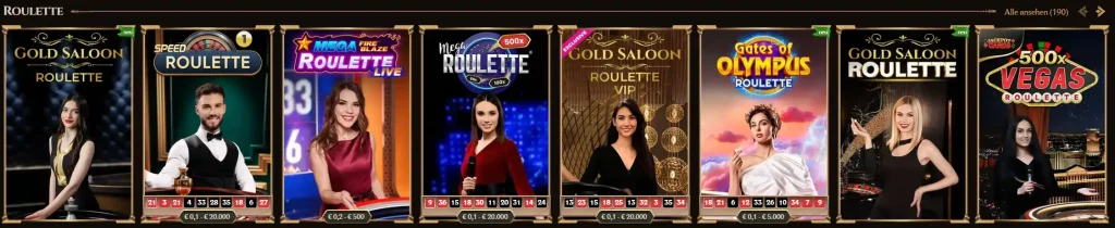 Lanista Casino Live Roulette Spiele mit verschiedenen Roulette-Tischen